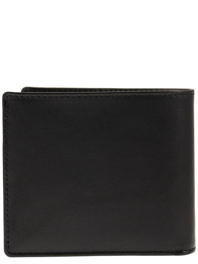 Men's Logo Plaque Leather Half Wallet Black - TOD'S - BALAAN 3