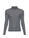 Embroidered Logo Roll Neck Wool Knit Top Grey - SAINT LAURENT - BALAAN 2