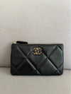 Nineteen Gold Logo Small Lambskin Pouch Bag Black - CHANEL - BALAAN 3