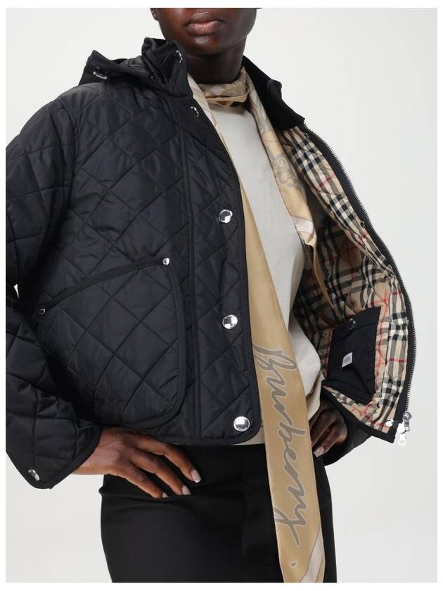 Diamond Quilted Crop Hoodie Jacket Black - BURBERRY - BALAAN 10