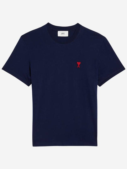 Small Heart Logo Short Sleeve T-Shirt Navy - AMI - BALAAN 2