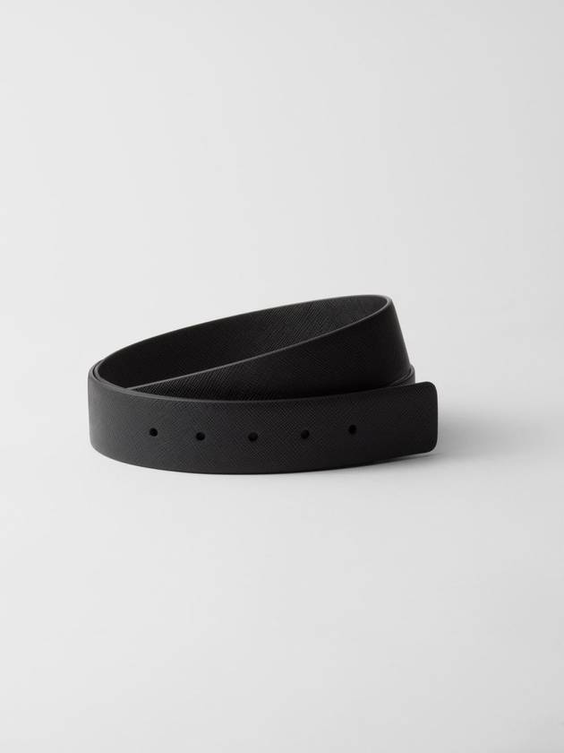 Reversible Saffiano Leather Belt Black - PRADA - BALAAN 2