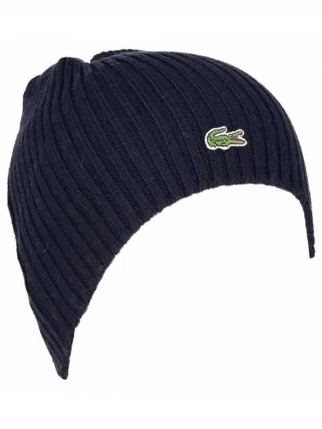 Ribbed Wool Beanie Navy - LACOSTE - BALAAN 2