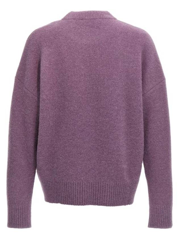 Intarsia Logo Crewneck Knit Top Lilac - AMI - BALAAN 3