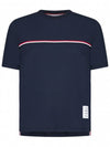 Women's High Twist Rip Stripe Short Sleeve T-Shirt Navy - THOM BROWNE - BALAAN 2