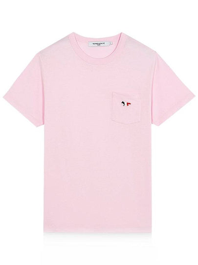 Tricolor Fox Patch Classic Pocket Short Sleeve T-Shirt Light Pink - MAISON KITSUNE - BALAAN 2