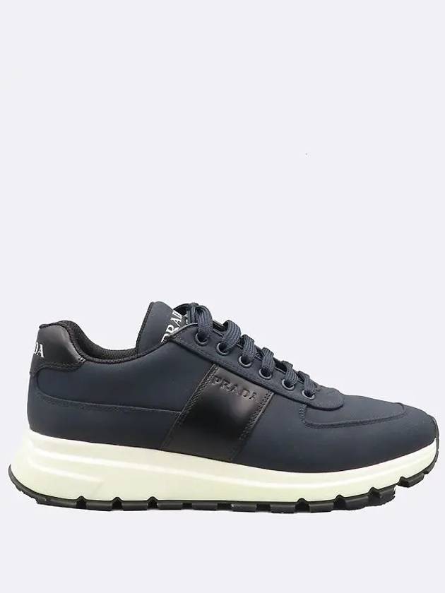 2EG350 Navy Color Re nylon Leather Logo Decorative Trim Men s Sneakers 265MM - PRADA - BALAAN 4