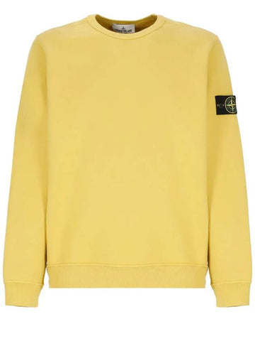 Logo Patch Crew Neck Sweatshirt Yellow - STONE ISLAND - BALAAN 1