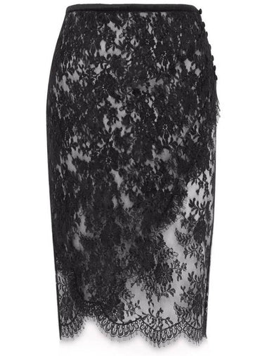 Saint Laurent Lace Wrap Pencil Skirt - SAINT LAURENT - BALAAN 1