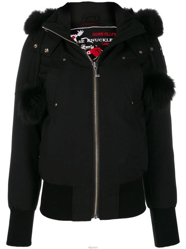 Women's Original Debbie Bomber Jacket Black Fox Fur Black - MOOSE KNUCKLES - BALAAN 3