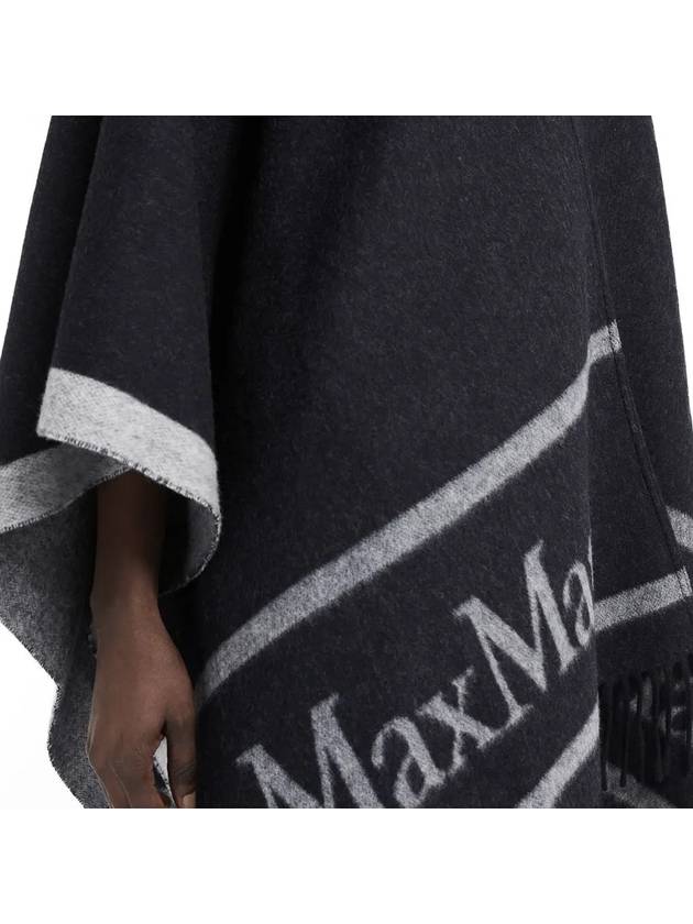 Logo Detail Fringed Cape Black - MAX MARA - BALAAN 6