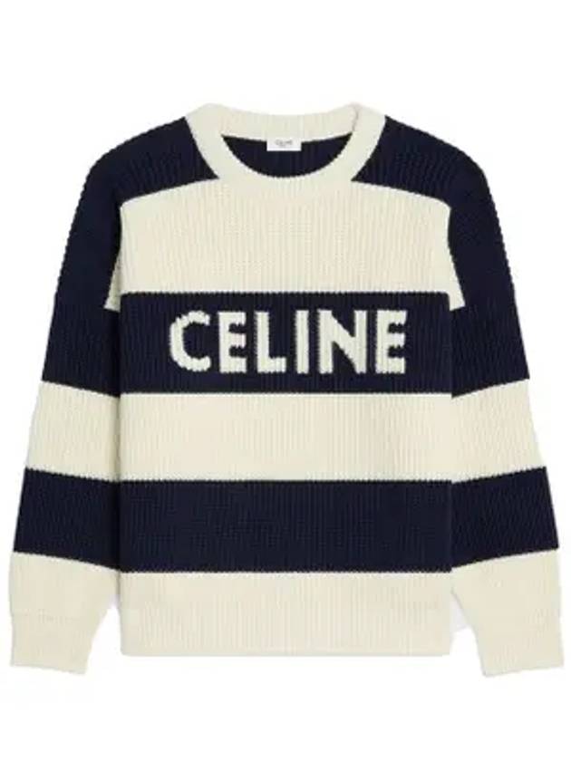 Logo Stripe Knit Top Ecru - CELINE - BALAAN 1