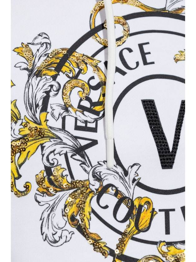 Versace Jeans Couture Sweatshirt With Print And Shimmering Sequins, Women's, White - VERSACE - BALAAN 5