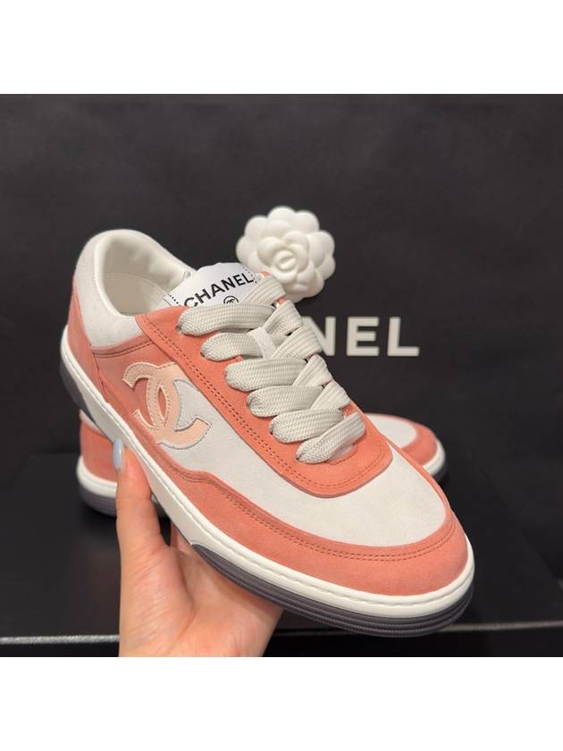 women cc logo jenny sneakers tennis pink suede - CHANEL - BALAAN 1