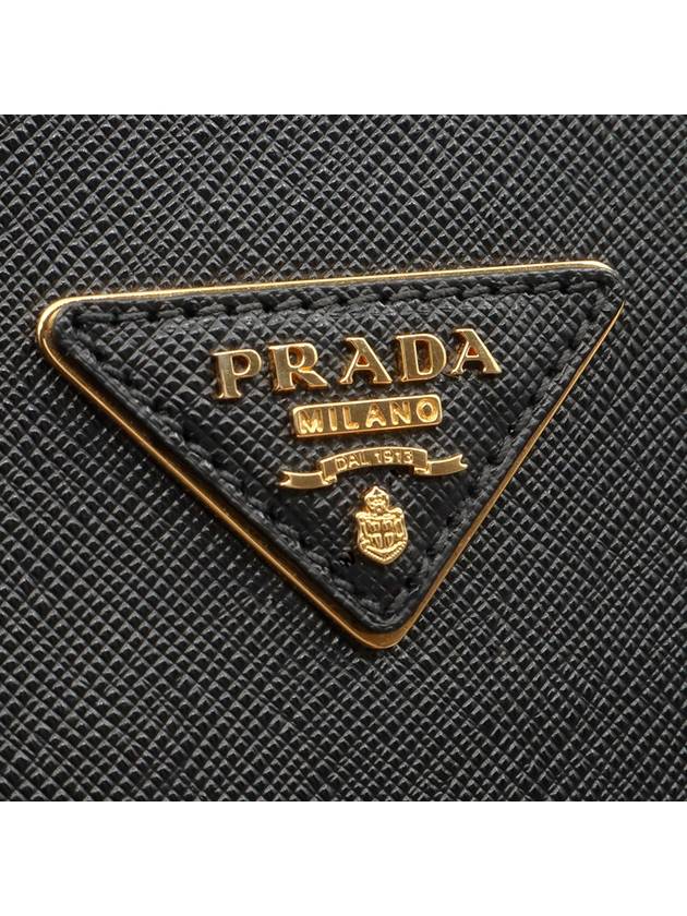 Black Saffiano Leather Gold Triangle Logo Bowling 2WAY BN2558 - PRADA - BALAAN 7