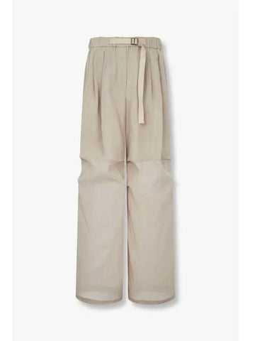 Women s Two Tuck Belted Parachute Pants Beige - BRUNELLO CUCINELLI - BALAAN 1