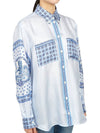 Monuments Print Silk Oversized Short Sleeve T-Shirt Blue - BURBERRY - BALAAN 6