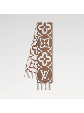 Women s LV Medallion Scarf Light Brown Muffler Shawl - LOUIS VUITTON - BALAAN 1