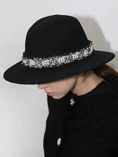 Wool 100 Pearl Fedora Black - DAMAGE MNEMONIC - BALAAN 2