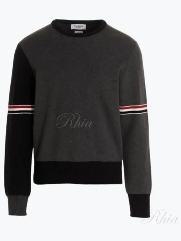 RWB Striped Crew Neck Knit Top Grey - THOM BROWNE - BALAAN 2