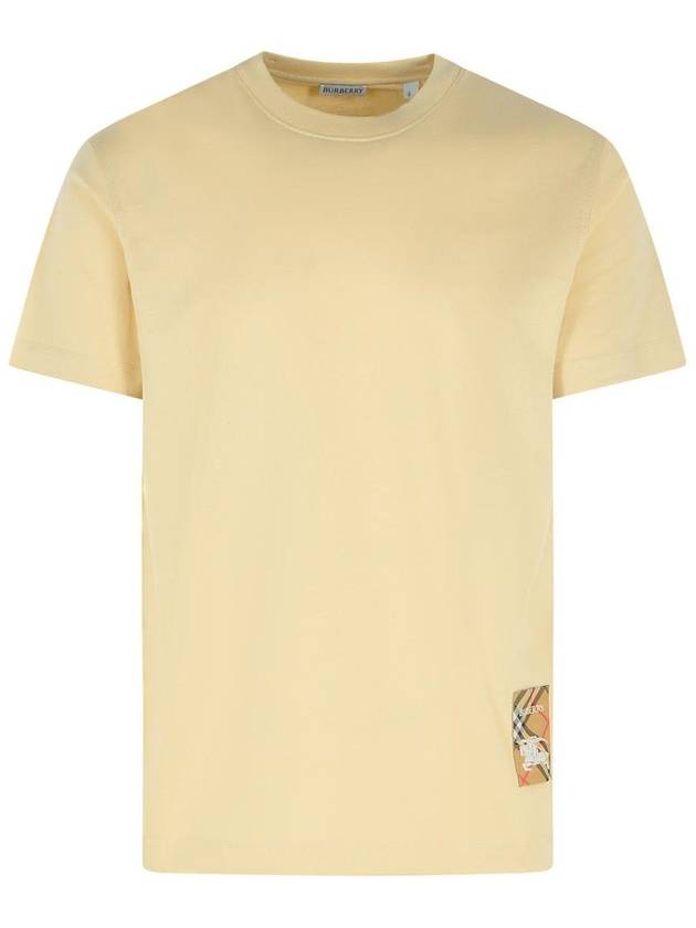 Check Label Cotton Short Sleeve T-Shirt Beige - BURBERRY - BALAAN 2