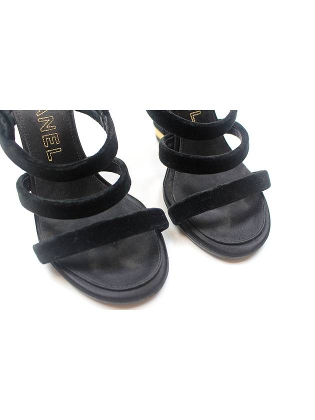 Black gold velvet strap heel sandals size 35 5 - CHANEL - BALAAN 2