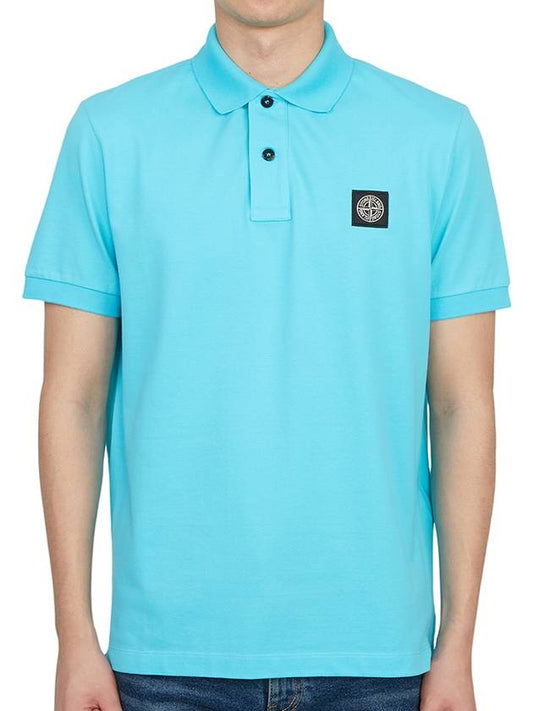 Men's Logo Patch Cotton Polo Shirt Blue - STONE ISLAND - BALAAN 2