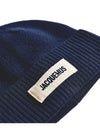 Le Bonnet Grosgrain Logo Patch Beanie Navy - JACQUEMUS - BALAAN 5