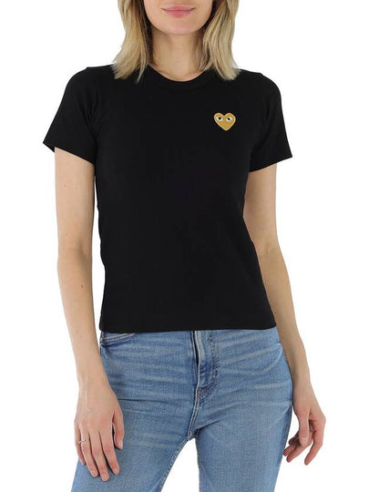 Gold Heart Wappen Short Sleeve T-Shirt Black - COMME DES GARCONS - BALAAN 2