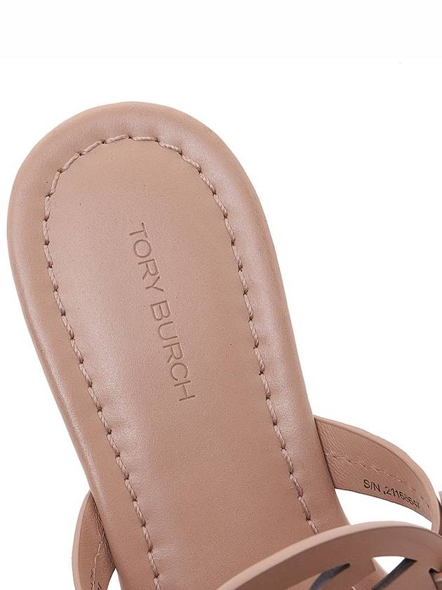 Miller Logo Leather Flip Flops Beige - TORY BURCH - BALAAN.