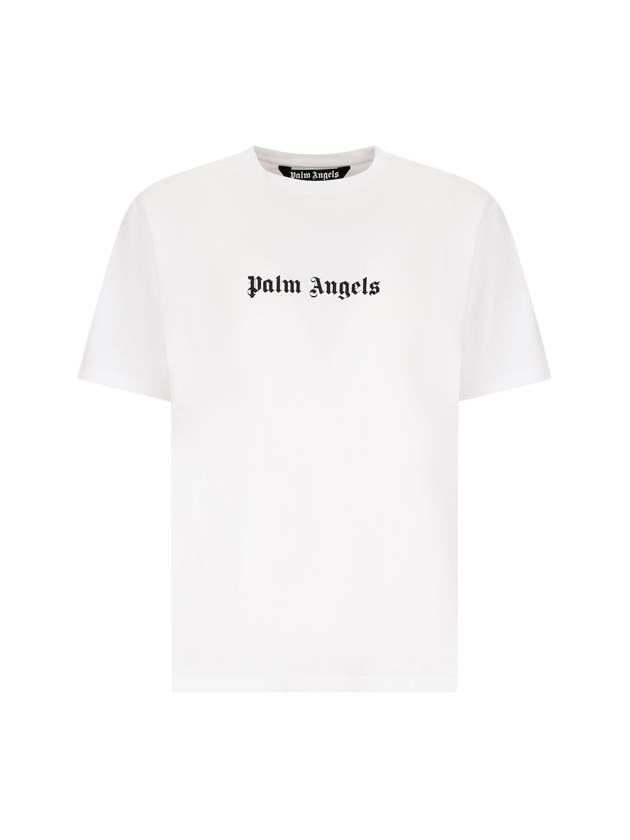 Logo Cotton Short Sleeve T-Shirt White - PALM ANGELS - BALAAN 2