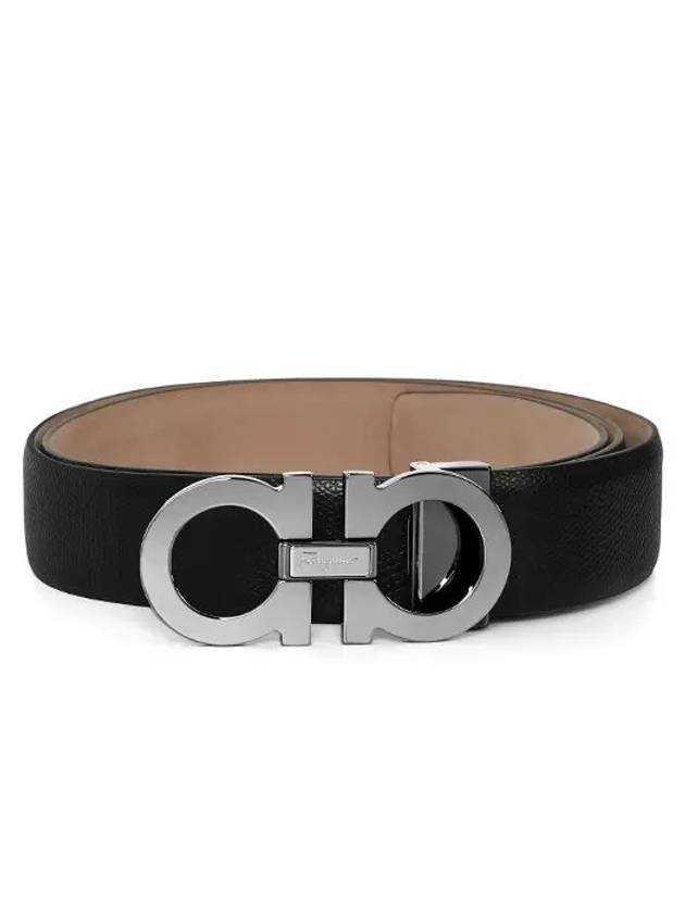 Reversible Gancini Leather Belt Black - SALVATORE FERRAGAMO - BALAAN 5