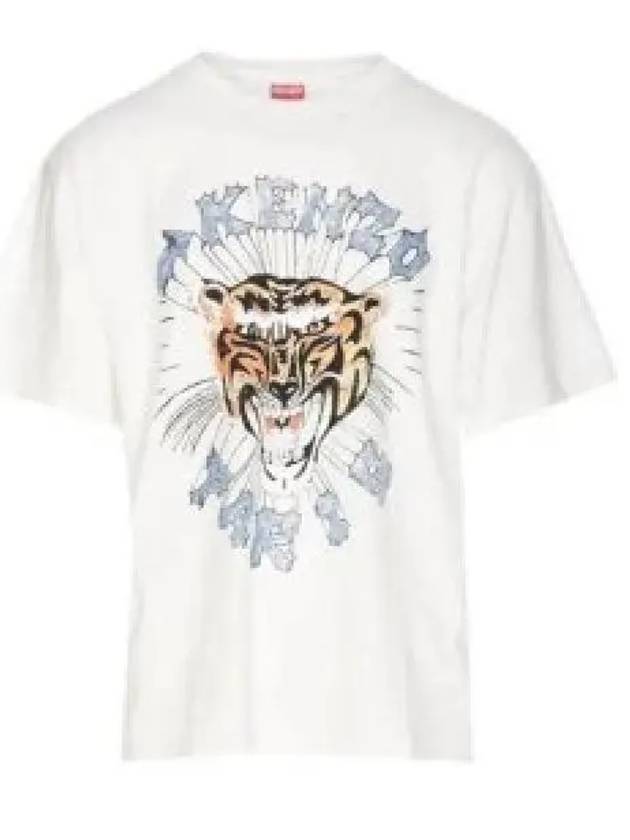 Tiger Logo Printed Cotton Short Sleeve T-Shirt White - KENZO - BALAAN 2