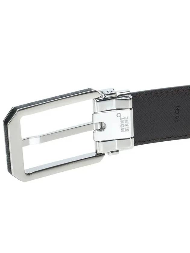 Men's Reversible Square Buckle Leather Belt Black Brown - MONTBLANC - BALAAN 6