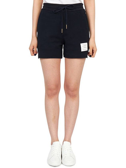 Women's Pique Stripe Rib Gusset Shorts Navy - THOM BROWNE - BALAAN 2