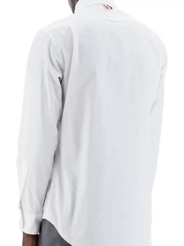 Men's Grosgrain Placket Solid Poplin Long Sleeve Shirt White - THOM BROWNE - BALAAN 4