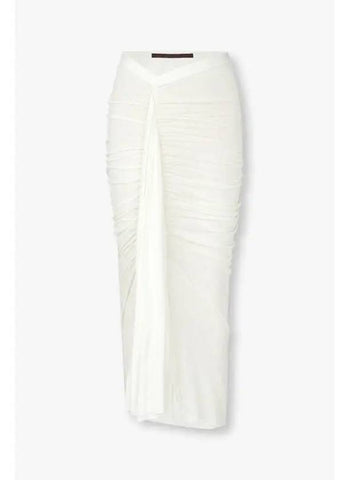 WOMEN Tucked Drape Soft Skirt White - RICK OWENS - BALAAN 1