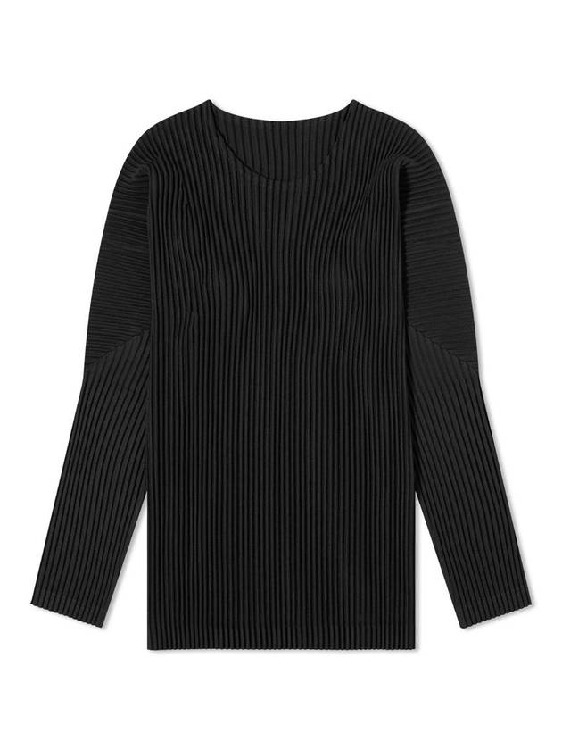 Pleated Long Sleeve T-Shirt Black - ISSEY MIYAKE - BALAAN 1