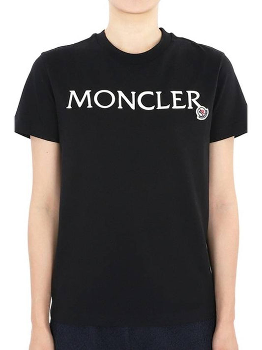 Moncler Women s Logo Patch Embroidery Short Sleeve Black 8C00006 829HP 999 - MONCLER - BALAAN 2