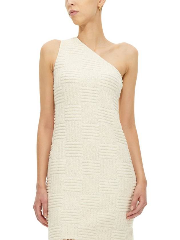 Jacquard One Shoulder Midi Dress Ivory - BOTTEGA VENETA - BALAAN 5