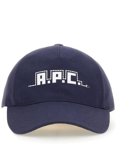 Curved Brim Embroidered Logo Cotton Ball Cap Blue - A.P.C. - BALAAN 2