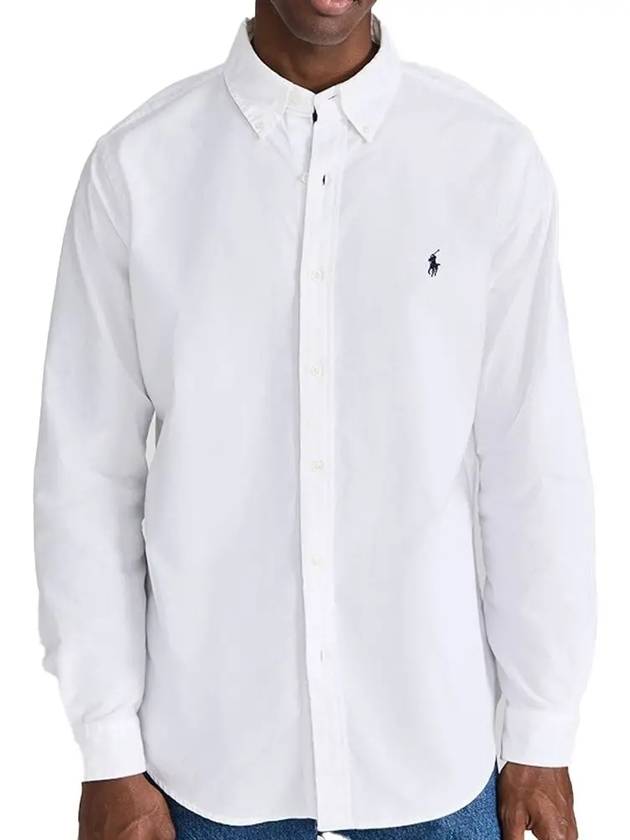 Embroidered Logo Pony Oxford Long Sleeve Shirt White - POLO RALPH LAUREN - BALAAN 3