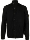 Lambswool Knit Cardigan Black - STONE ISLAND - BALAAN 2