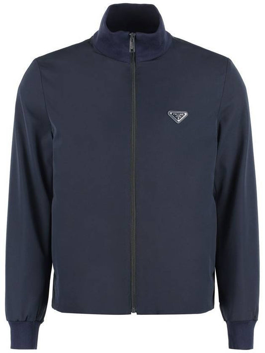 stretch technical fabric zipper sweatshirt jacket - PRADA - BALAAN 1