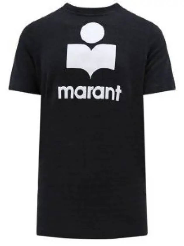 Karman Logo Print Linen Short Sleeve T-Shirt Black - ISABEL MARANT - BALAAN 2