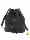 Logo Flo Leather Bucket Bag Black - PRADA - BALAAN 2