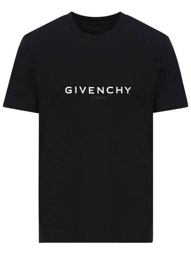 Men's Reverse Logo Round Slim Short Sleeve T-Shirt Black - GIVENCHY - BALAAN 2