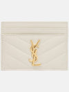 Gold Hardware Matelasse Caviar Leather Card Wallet Blanc Vintage - SAINT LAURENT - BALAAN 2