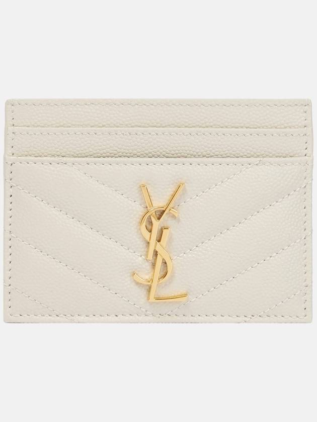 Gold Hardware Matelasse Caviar Leather Card Wallet Blanc Vintage - SAINT LAURENT - BALAAN 2