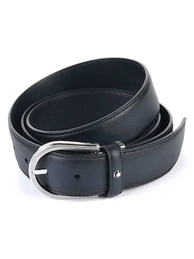 Horseshoe Buckle Business Line Leather Belt Navy - MONTBLANC - BALAAN 3